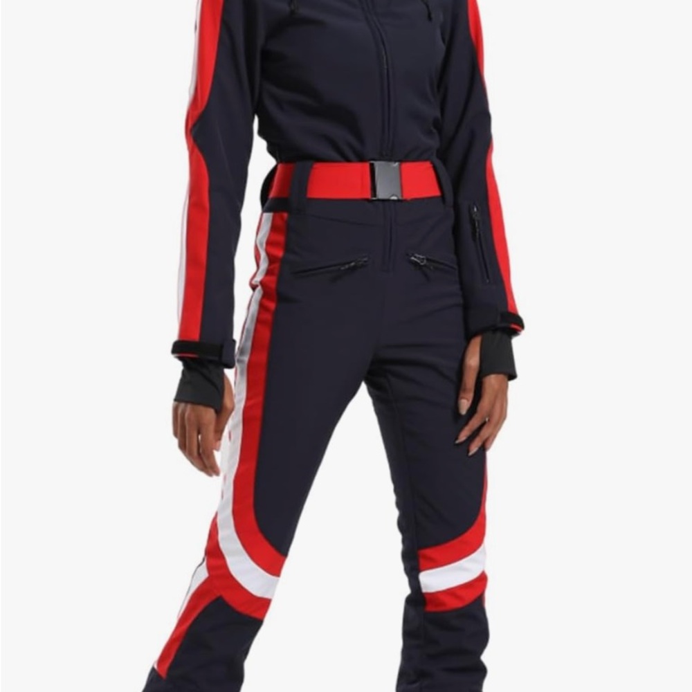 Red and Blue Color-Blocked Ski Jumpsuit (used twice only) 2024 new